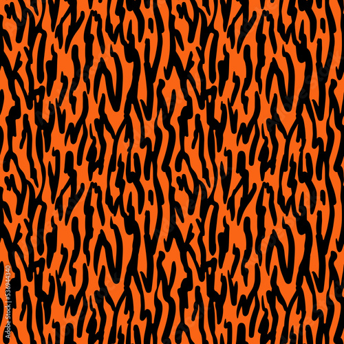 Seamless pattern of a animal skin stripes. Vector illustration. Tiger or zebra fur repeating texture.
