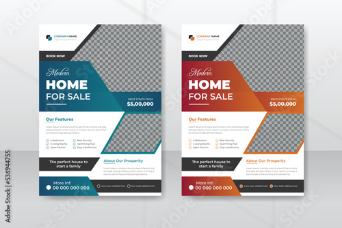 Professional real estate flyer template design for housing or property business agency