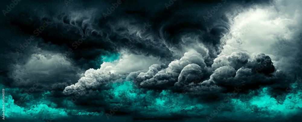 dark teal cloudy sky, night skies with clouds, gloomy, background, banner - obrazy, fototapety, plakaty 