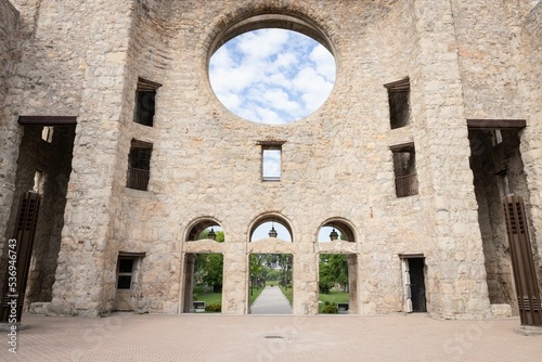 Low-angle shot of the St. Boniface Cathedral from inside, Winnipeg, Manitoba, Canada photo