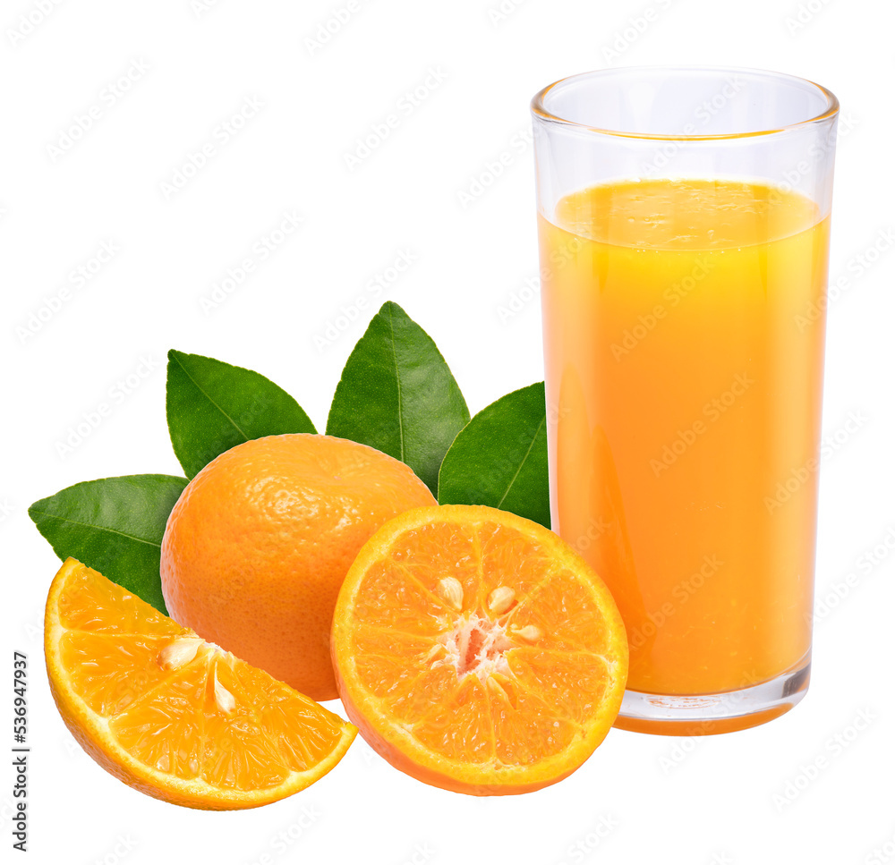 Glass of Fresh orange juice with orange fruits on white background PNG file. Glass of Fresh orange juice with orange fruits on white background PNG file.