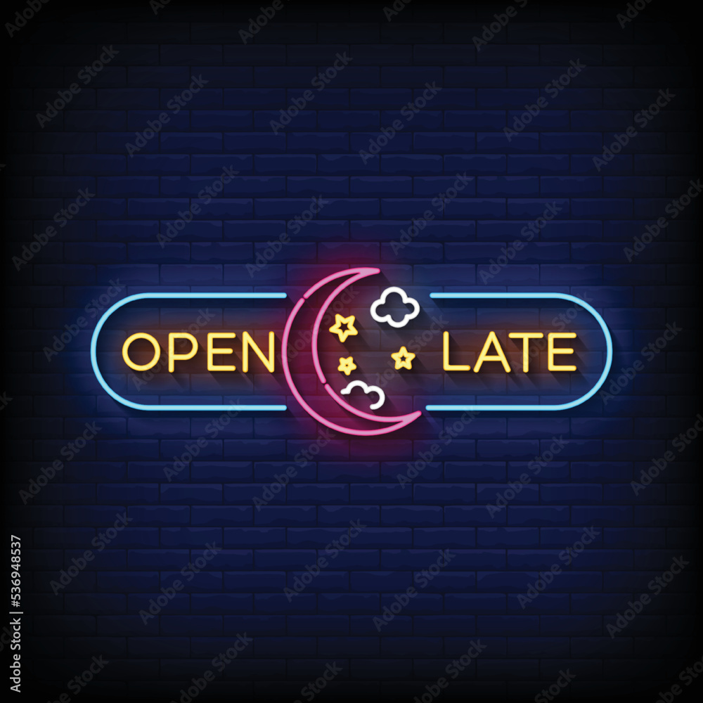 Neon Sign Open Late With Brick Wall Background Vector Stock Vector neon-sign-open-late-with-brick-wall-background-vector-stock-vector