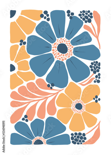 Floral abstract elements. Botanical composition. Modern trendy Matisse minimal style. Floral poster, invite. Vector arrangements for greeting card or invitation design