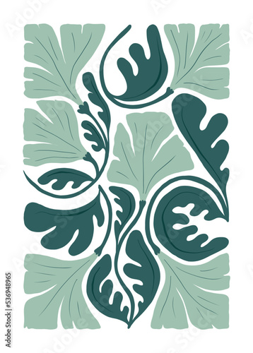 Floral abstract elements. Botanical composition. Modern trendy Matisse minimal style. Floral poster, invite. Vector arrangements for greeting card or invitation design