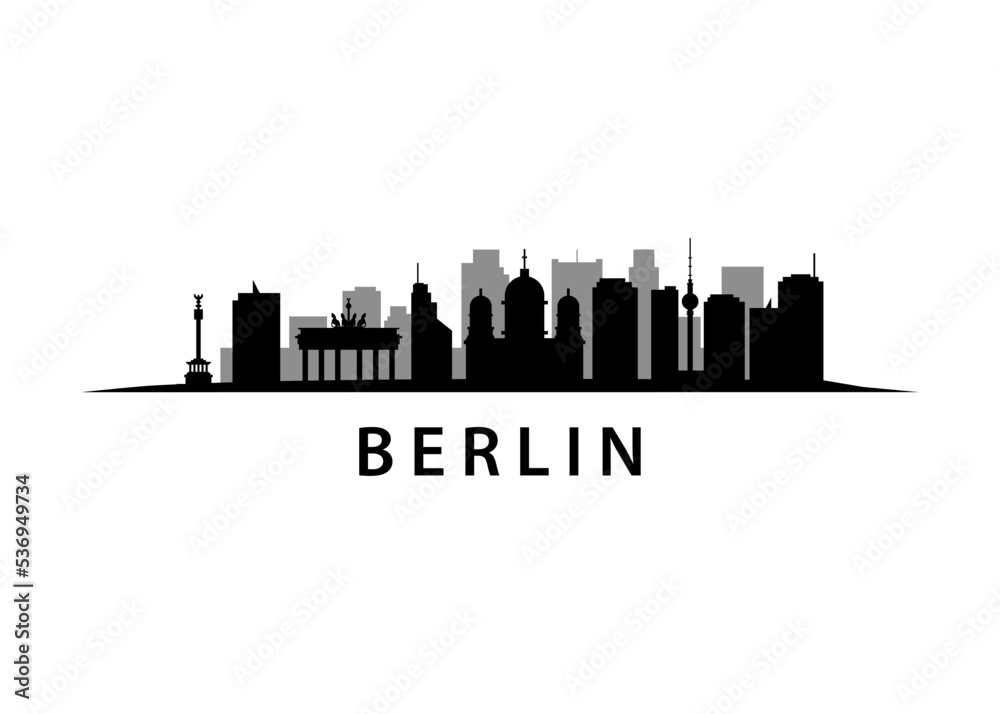 Berlin Skyline, Landscape of Capital of Germany, German City Scape, Urban Industrial Vector Graphic 