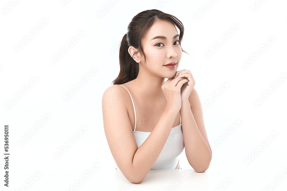 Beautiful young asian woman with clean fresh skin on white background, Face care, Facial treatment, Cosmetology, beauty and spa, Asian women portrait. Beautiful young asian woman with clean fresh skin on white background, Face care, Facial treatment, Cosmetology, beauty and spa, Asian women portrait.