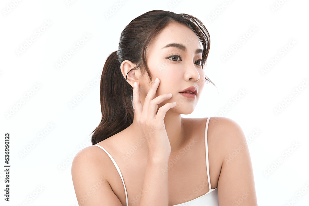 Beautiful young asian woman with clean fresh skin on white background, Face care, Facial treatment, Cosmetology, beauty and spa, Asian women portrait. Beautiful young asian woman with clean fresh skin on white background, Face care, Facial treatment, Cosmetology, beauty and spa, Asian women portrait.