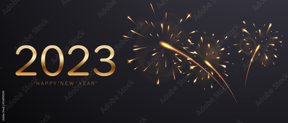 happy new year 2023 background design with elegant fireworks vector  illustration Stock Vector | Adobe Stock