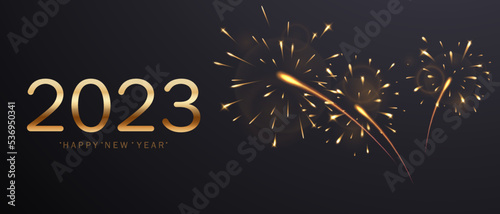 happy new year 2023 background design with elegant fireworks vector illustration