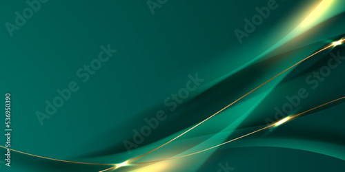 green abstract background design with elegant golden elements vector illustration