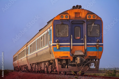 Diesel railcar on the railway.