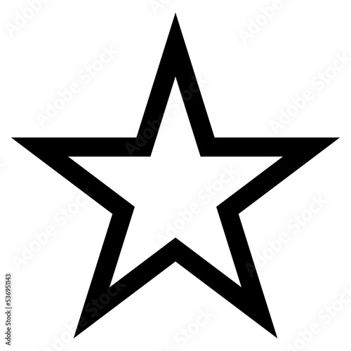 Star flat icon with outline and sharp angles. Isolated vector illustration