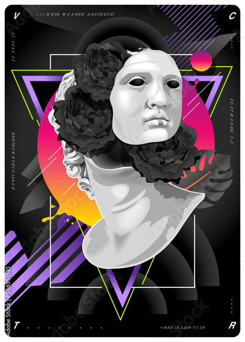 Retrowave Design With Statue