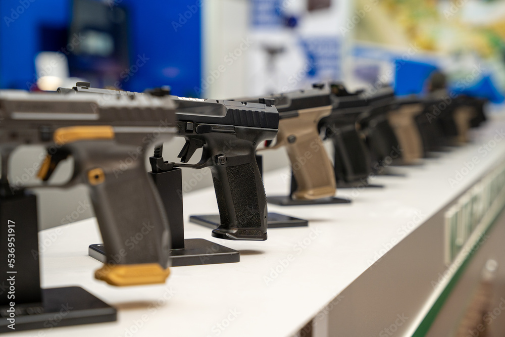 Grips of Pistols Sorted in the Gun Shop Grips of Pistols Sorted in the Gun Shop
