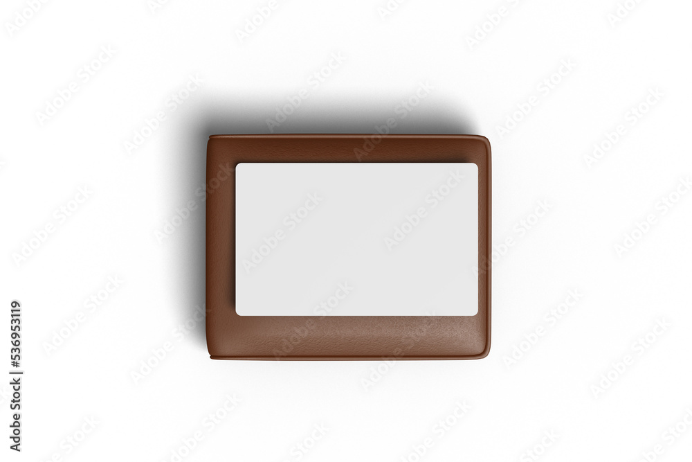 Leather wallet with card 3D rendering transparent background