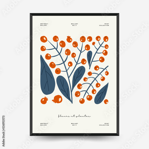 Abstract floral posters template. Modern trendy Matisse minimal style. Pink and blue colors. Hand drawn design for wallpaper, wall decor, print, postcard, cover, template, banner. 