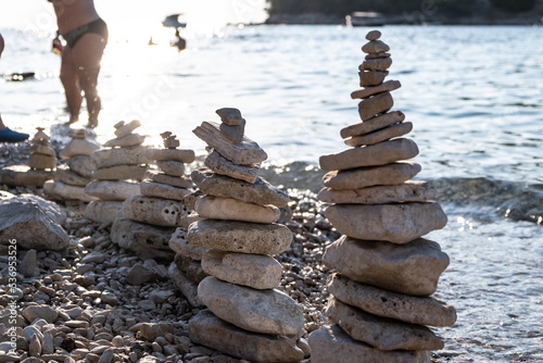 Photography stacked stones on stand