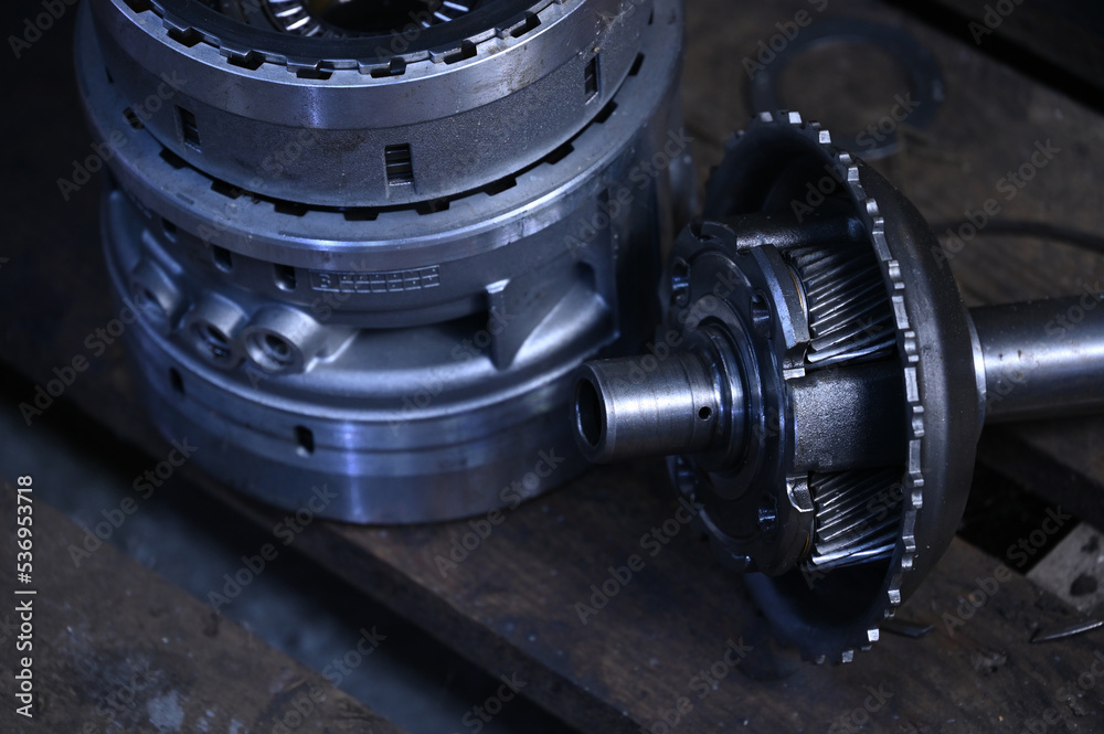 car transmission disassembled for repair