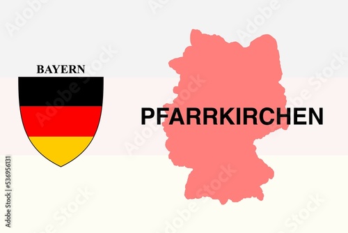 Pfarrkirchen: Illustration mit dem Ortsnamen der deutschen Stadt Pfarrkirchen im Bundesland Bayern photo