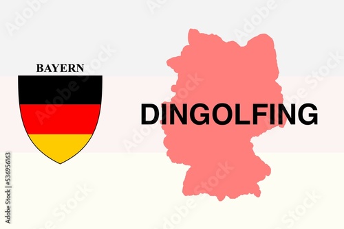 Dingolfing: Illustration mit dem Ortsnamen der deutschen Stadt Dingolfing im Bundesland Bayern photo