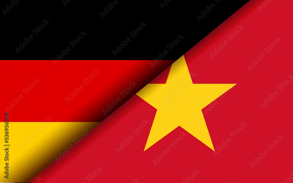 Flags of the Germany and Vietnam divided diagonally Flags of the Germany and Vietnam divided diagonally