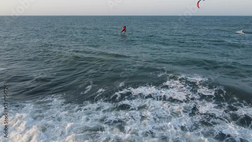 kite surfing on the beach