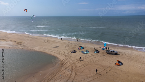 kite surfing on the beach