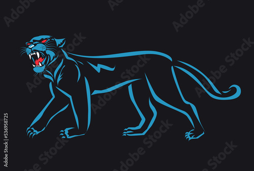  Panther illustration. panther logo ,art, icon , symbol, panther line art colours vector. graphic vector