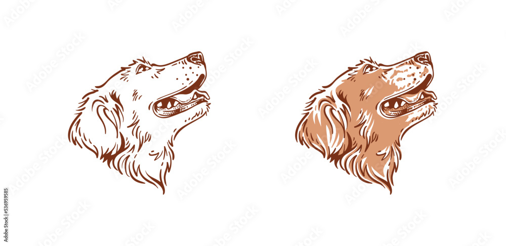 Smiley face of golden retriever dog head pet illustration logo animal  design vector Stock Vector | Adobe Stock