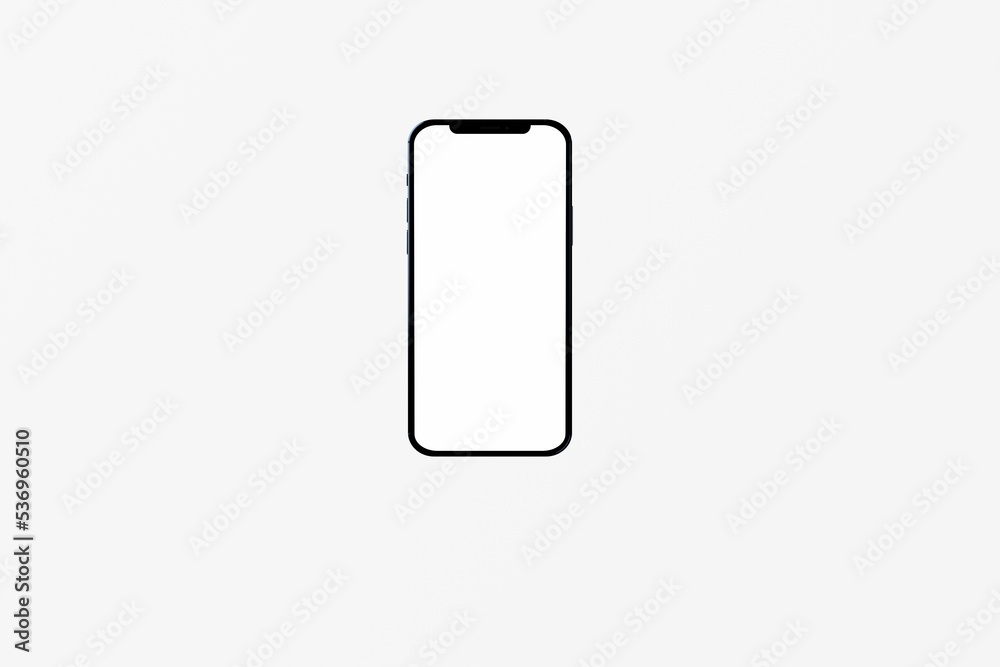 Telephone with a blank display to be completed on a white background. Content supplement concept, technology. 3d render. Telephone with a blank display to be completed on a white background. Content supplement concept, technology. 3d render.