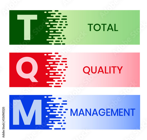 TQM - total quality management. Platform. business concept background. Vector illustration for website banner, marketing materials, business presentation, online advertising