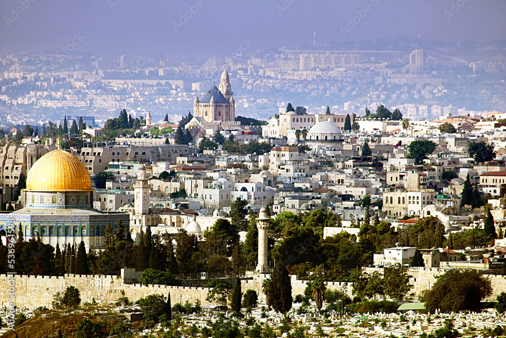 Naklejka premium Jerusalem view from the Olive mountain, Israel