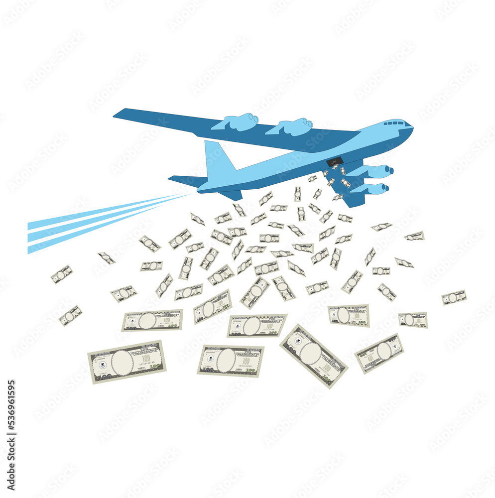 money throwing plane, business finance concept 