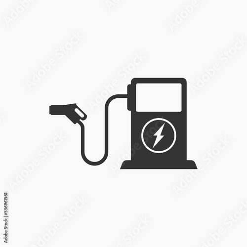 Electric Car Charging Icon or Electric Car Charging Station Icon Isolated. For electric car charging icons on websites and apps. As an element in the concept of electric cars and battery charging in e