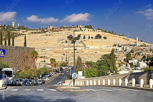 JERUSALEM, ISRAEL - SEPTEMBER 20, 2017: View of Jerusalem city and traffic on Ma'ale HaShalom street, Israel photo