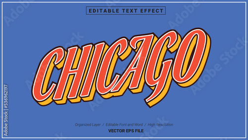 Editable Chicago Font Design. Alphabet Typography Template Text Effect. Lettering Vector Illustration for Product Brand and Business Logo.
