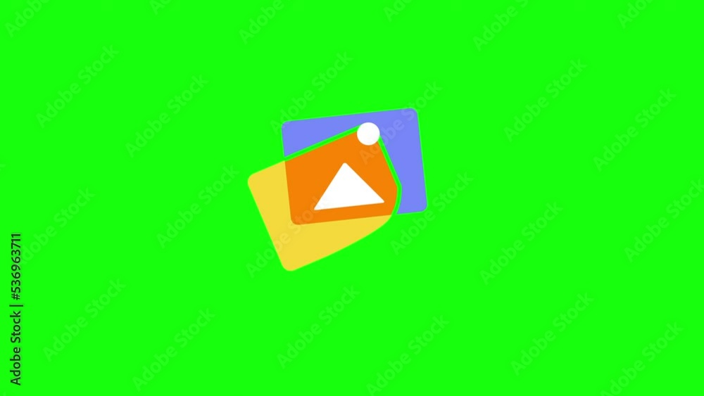 4k animation of cartoon photos icon over chromakey background. 4k animation of cartoon photos icon over chromakey background.