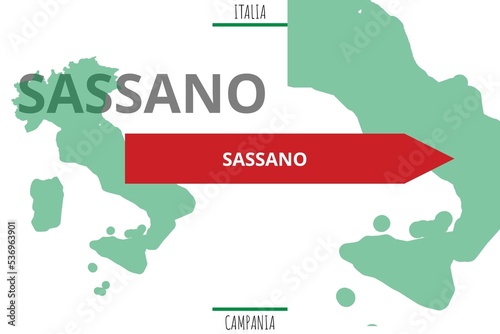 Sassano: Illustration mit dem Namen der italienischen Stadt Sassano photo