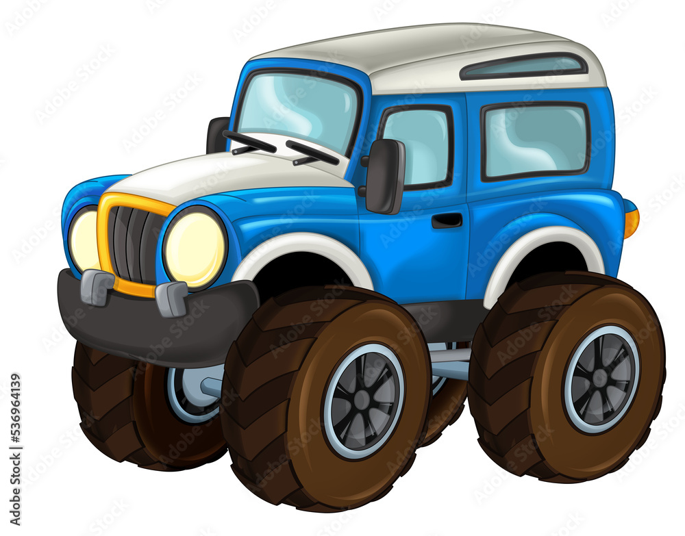 cartoon happy and funny off road police car looking like monster truck smiling vehicle illustration for children cartoon happy and funny off road police car looking like monster truck smiling vehicle illustration for children