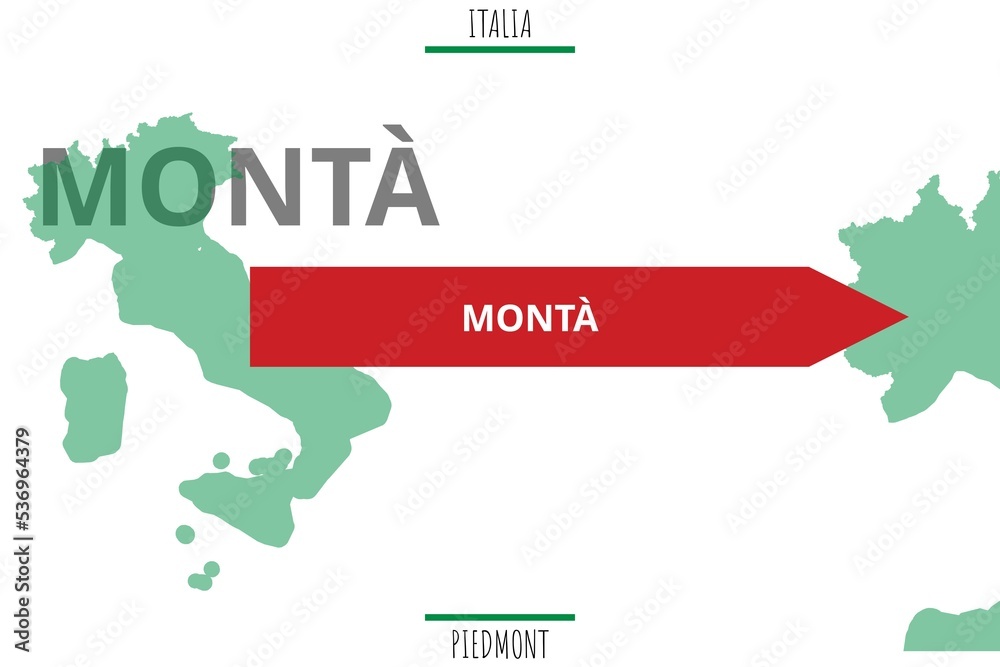 Montà: Illustration mit dem Namen der italienischen Stadt Montà - obrazy, fototapety, plakaty 