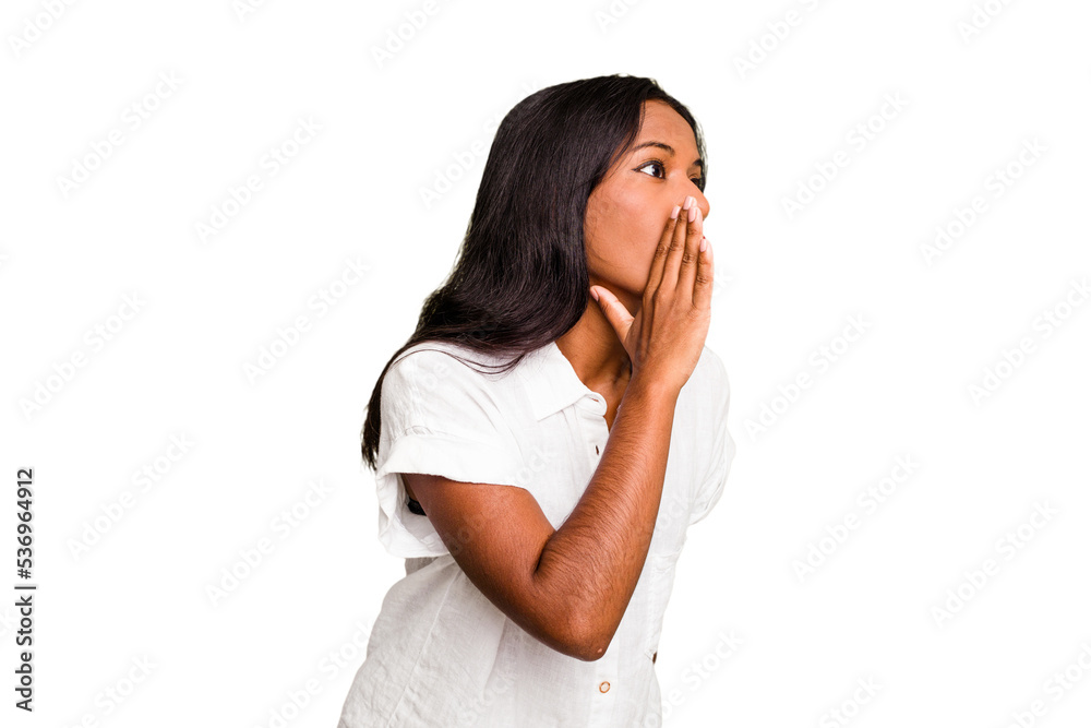 Young Indian woman isolated being shocked because of something she has seen. Young Indian woman isolated being shocked because of something she has seen.