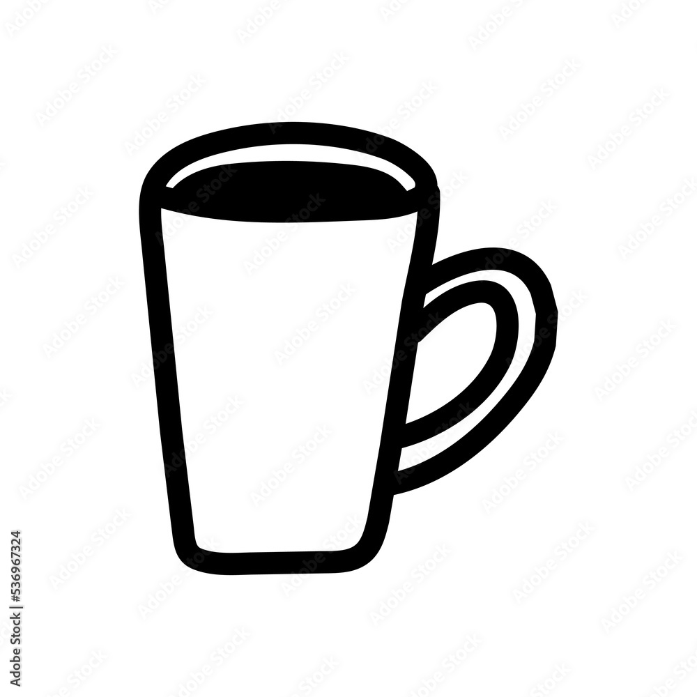 Art illustration icon logo hand draw symbol design sketch of cup coffee glass Art illustration icon logo hand draw symbol design sketch of cup coffee glass