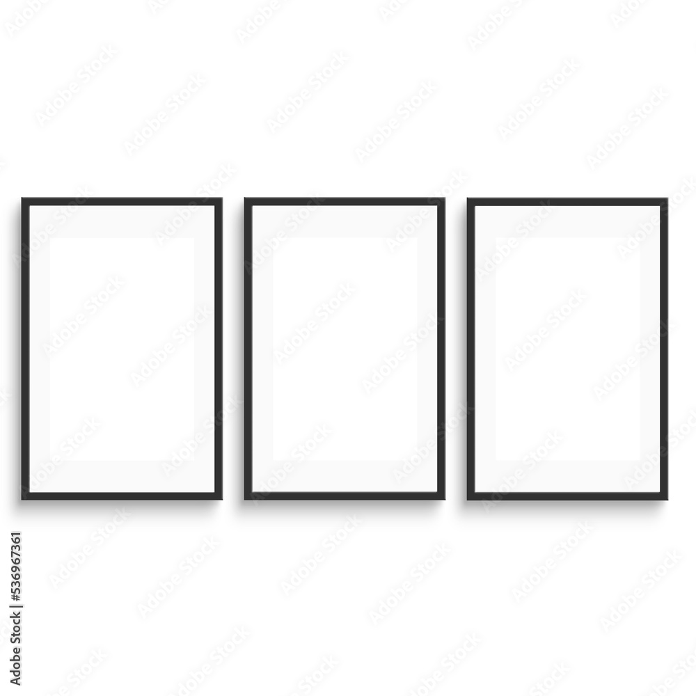 Three vertical frame mock up isolated on transparent background. Three vertical frame mock up isolated on transparent background.
