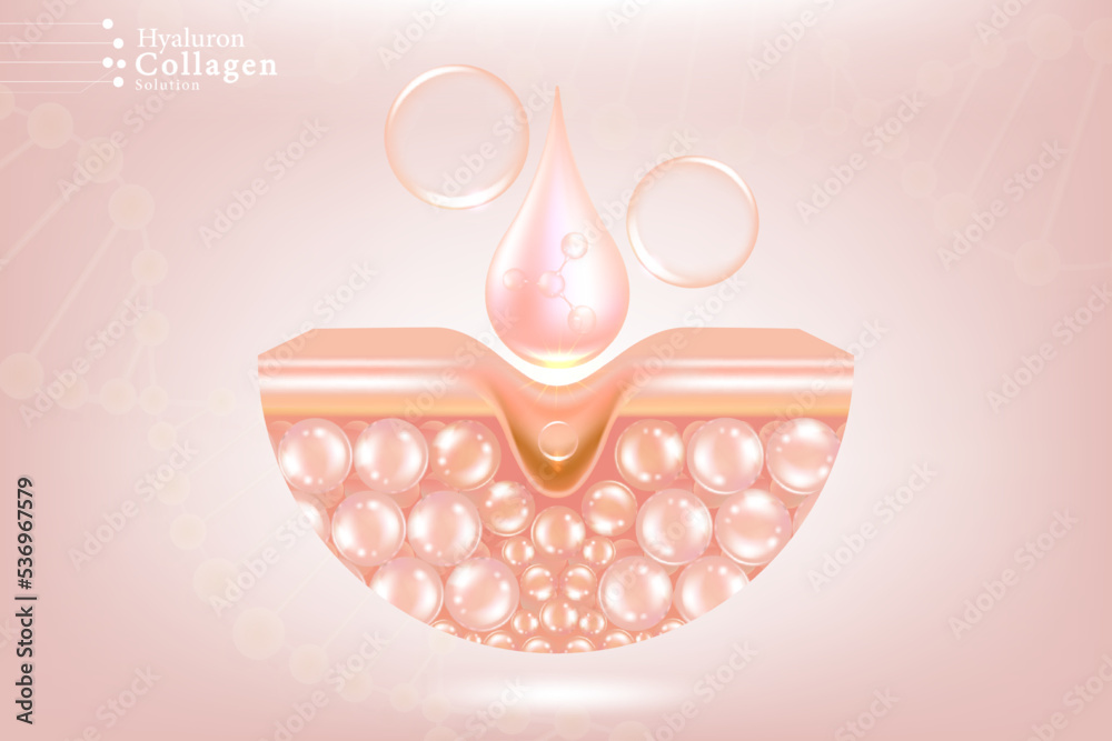 Hyaluronic acid hair and skin solutions ad. pink collagen serum drop