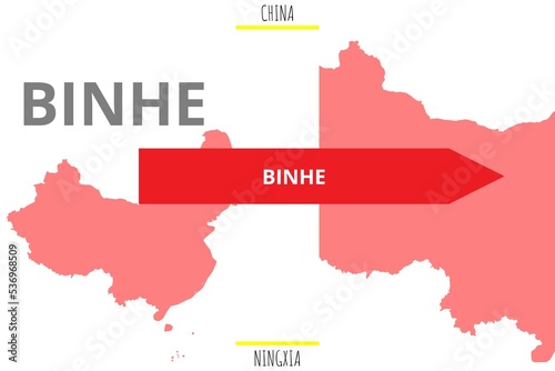 Binhe: Illustration mit dem Namen der chinesischen Stadt Binhe in der Provinz Ningxia photo