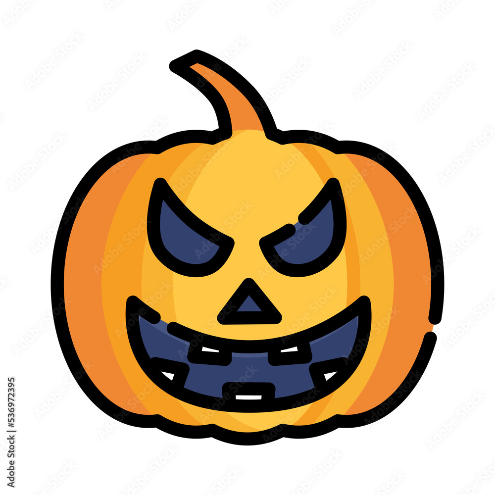 Fototapeta premium Scary pumpkin icon. Filled outline design. Scary halloween pumpkin. Monster pumpkin.