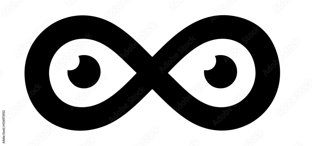 Cartoon infinite logo. eye symbol or pictogram. Line pattern. eternity, infinite, endless, loop symbols. Look, eyes pictogram. Vector unlimited infinity line shape sign. Infinit repetition pattern Cartoon infinite logo. eye symbol or pictogram. Line pattern. eternity, infinite, endless, loop symbols. Look, eyes pictogram. Vector unlimited infinity line shape sign. Infinit repetition pattern
