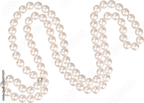 Fotografiet Pearl necklace isolated on white