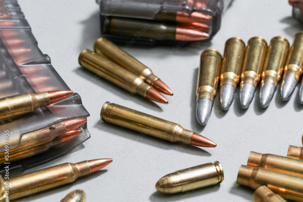 Cartridges from firearms close-up. Cartridges from firearms close-up.