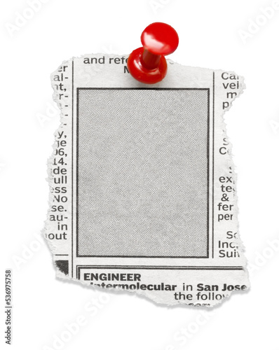 Blank advertisement place in Newspaper sheet isolated .
